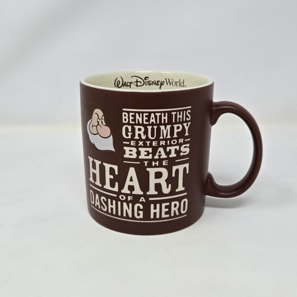 Disney Parks Grumpy Snow White Coffee Mug Walt Disney World Brown Matte F784-101